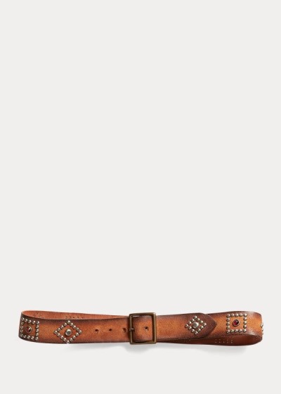 Men's Ralph Lauren Studded Roughout Leather Belt | 924716DKI